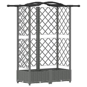 vidaXL H&aelig;vet Bed med Trellis og Tag Lysegr&aring; 124 x 40 x 123 cm PP