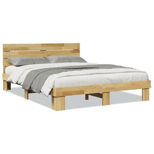 vidaXL Sengeramme med hovedg&aelig;rde uden madras 160x200 cm Massivt tr&aelig; Eg