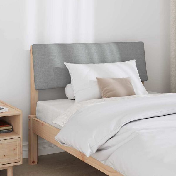 vidaXL Polstret sengegavl Lysegrå 100 cm Massiv fyrretræ