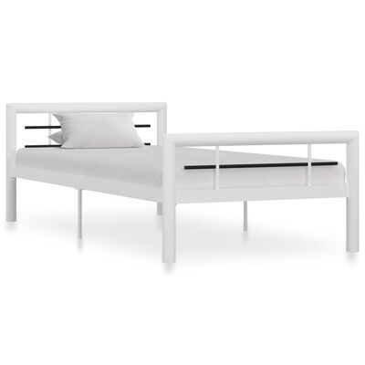vidaXL sengestel 100x200 cm metal hvid og sort