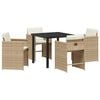 vidaXL Have Spisebordss&aelig;t 5 stk. Beige polyrattan