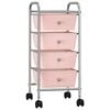 vidaXL rullebord med 4 skuffer plastik pink