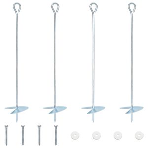 vidaXL Jordanker 4 pcs S&oslash;lv &Oslash;10 x 50 cm Galvaniseret metal