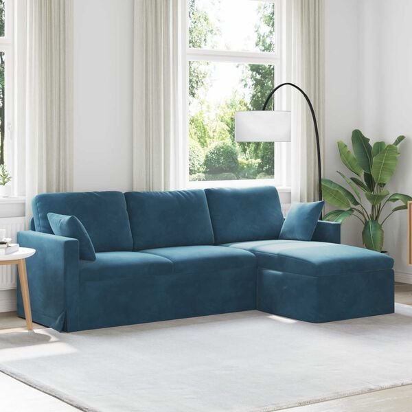 vidaXL Sofa Bl&aring; 198 x 134 x 80 cm Fl&oslash;jl