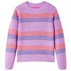 Sweater til b&oslash;rn str. 116 strikket lilla og lyser&oslash;d