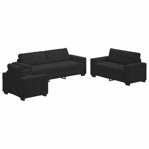vidaXL Sofa S&aelig;t 3 pcs Sort 221 x 80 x 80 cm Fl&oslash;jl