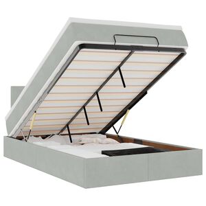 vidaXL osmannisk sengeramme med madras 120x200 cm fl&oslash;jl lysegr&aring;