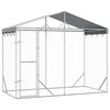 vidaXL udend&oslash;rs hundeg&aring;rd med tag 3x1,5x2,5 m galvaniseret st&aring;l s&oslash;lv