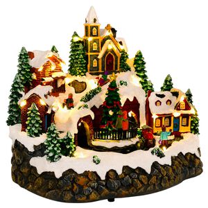 vidaXL Juleby med tog SALO 25,5 x 20 x 23 cm Harpiks Flerfarvet