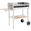vidaXL kulgrill med hjul og 2 hylder XXL rustfrit st&aring;l