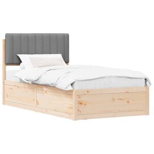 vidaXL Sengestel med Polstret Hovedgavl Lysegr&aring; 100 x 200 cm