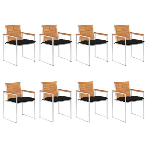 vidaXL havestole 8 stk. med hynder massivt akacietr&aelig;