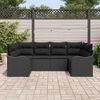 vidaXL Havesofa S&aelig;t med pude 6 pcs Sort Poly rattan