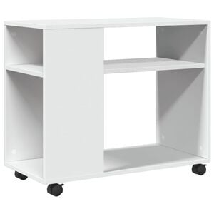 vidaXL sidebord med hjul 70x35x60 cm konstrueret tr&aelig; hvid
