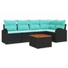 vidaXL Havesofa S&aelig;t 6 stk. Sort og turkis polyrattan