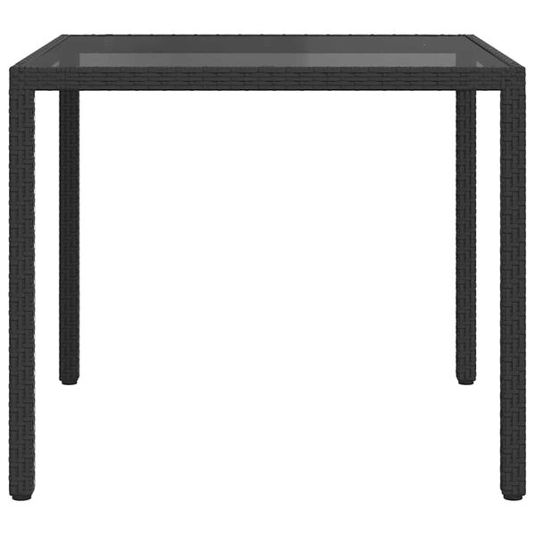vidaXL havebord 90x90x75 cm h&aelig;rdet glas og polyrattan sort