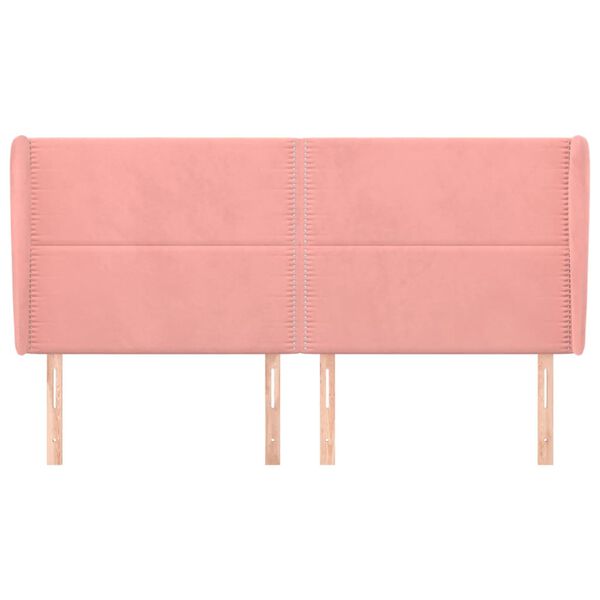 vidaXL sengegavl med kanter 163x23x118/128 cm fl&oslash;jl lyser&oslash;d