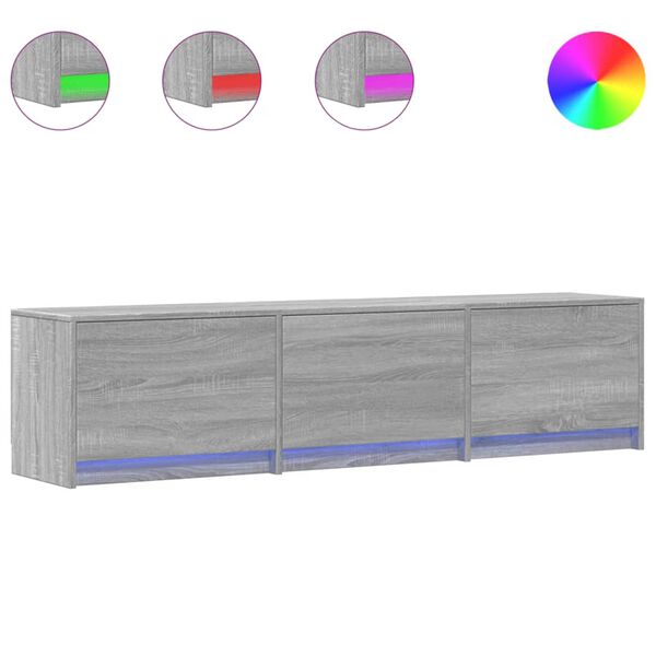 vidaXL TV-skab med LED Gr&aring; Sonoma 165 x 34 x 40 cm Konstrueret tr&aelig;