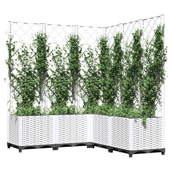 vidaXL plantekasse med espalier 120x120x136 cm PP hvid