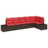 vidaXL Havesofa S&aelig;t med pude 6 pcs Brun polyrattan