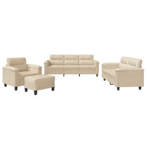 vidaXL sofas&aelig;t 4 dele med hynder mikrofiberstof cremefarvet