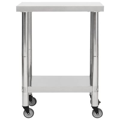vidaXL arbejdsbord med hjul til køkken 80x30x85 cm rustfrit stål
