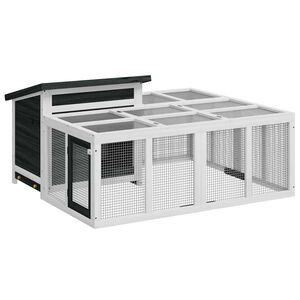 vidaXL kaninbur 144x123x67,5 cm massivt fyrretr&aelig; gr&aring;