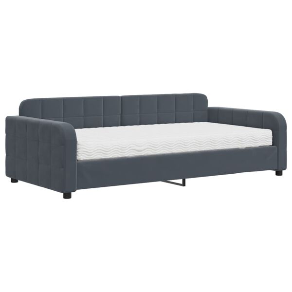 vidaXL daybed med madras 100x200 cm velour m&oslash;rkegr&aring;