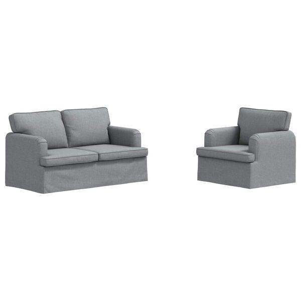 vidaXL Sofa S&aelig;t 2 pcs Lysegr&aring; 144 x 80 x 85 cm Stof