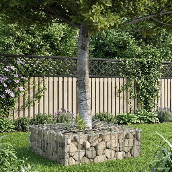 vidaXL Gabion h&oslash;jbed S&oslash;lv 60 x 60 x 20 cm Galvaniseret st&aring;l
