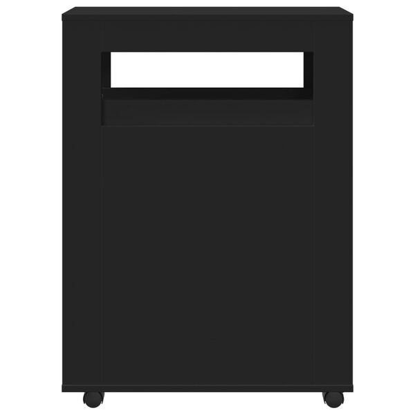 vidaXL smalt badeværelsesskab med hjul konstrueret træ sort