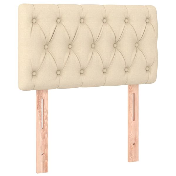 vidaXL sengegavl 80x7x78/88 cm stof cremefarvet