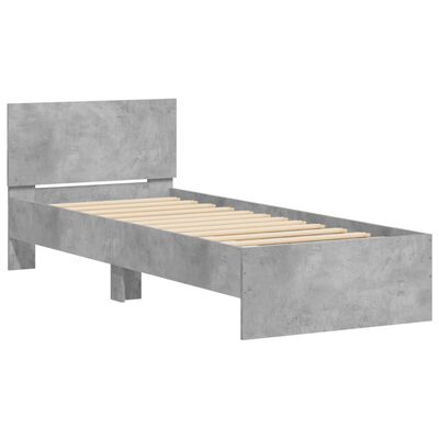 vidaXL sengeramme med sengegavl 75x190 cm konstrueret træ betongrå