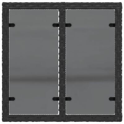 vidaXL havebord med glastop 55x55x37 cm polyrattan sort