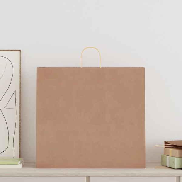 vidaXL papirposer 250 stk. med h&aring;ndtag 54x15x49 cm brun