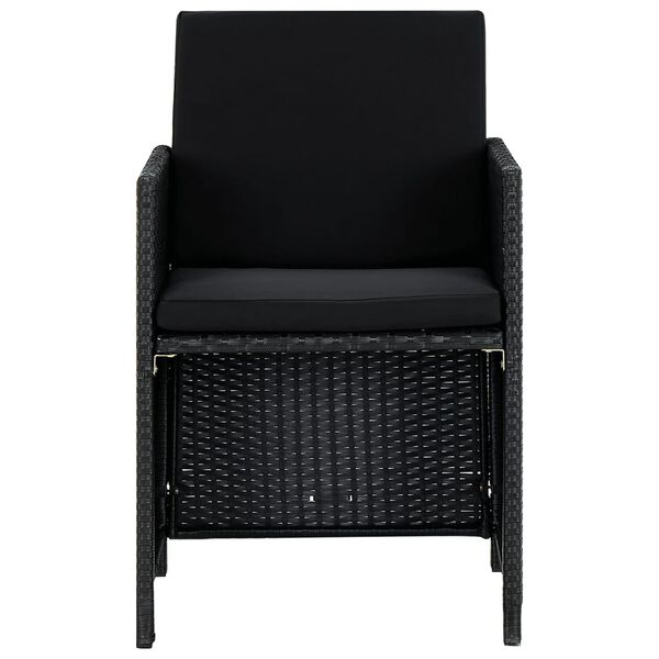 vidaXL udendørs spisebordssæt 9 dele med hynder polyrattan sort