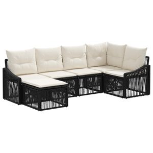 vidaXL Havesofa S&aelig;t 6 stk. Sort polyrattan