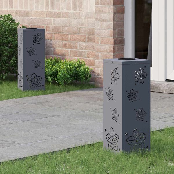 vidaXL Solar LED sti lys 2 pcs Antracit Koldvalset St&aring;l