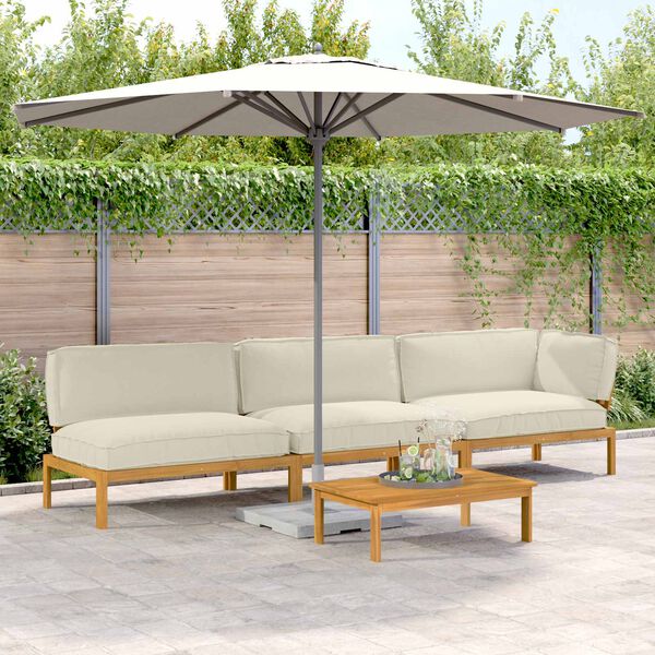 vidaXL Sofa S&aelig;t med pude Ensfarvet 4 pcs Creme Massivt Akacietr&aelig;