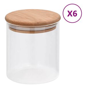 vidaXL opbevaringsglas med bambusl&aring;g 6 stk. 600 ml