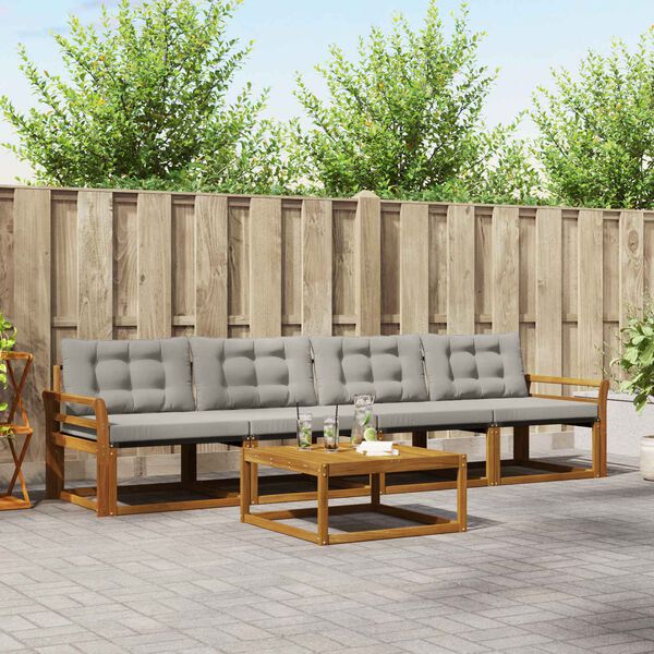 vidaXL Udend&oslash;rs sofagruppe med pude 5 pcs Naturlig og Lys Gr&aring;