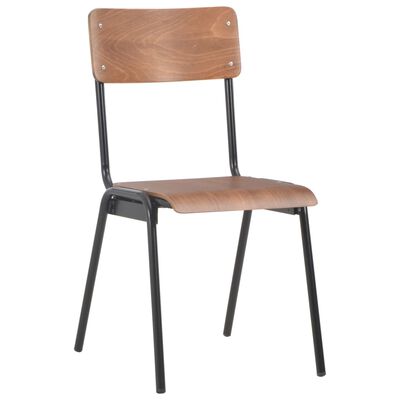 vidaXL spisebordsstole 2 stk. massivt krydsfinér stål brun