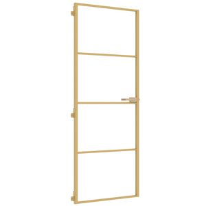 vidaXL indvendig d&oslash;r 76x201,5 cm h&aelig;rdet glas og aluminium guldfarvet