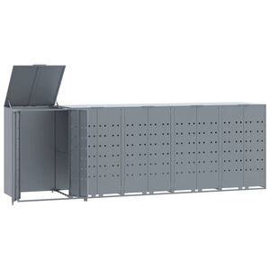 vidaXL skraldespandsskjuler 345x79x117 cm 5 rum st&aring;l gr&aring;