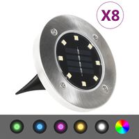 vidaXL soldrevne LED-nedgravningsspots 8 stk. RGB-farver