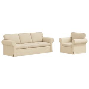 vidaXL Sofa S&aelig;t 2 pcs Creme 215 x 82 x 80 cm Stof