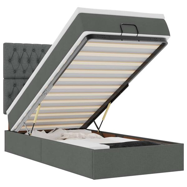 vidaXL osmannisk sengeramme med madras 100x200 cm stof m&oslash;rkegr&aring;