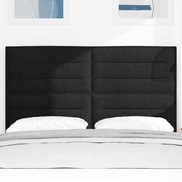 vidaXL LED sengegavl med LED -strimmellys Sort 160 cm Polyester