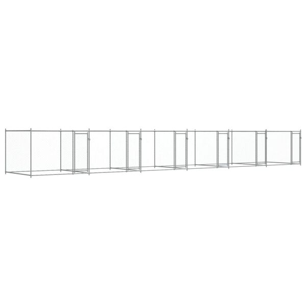 vidaXL hundegård med låger 12x2x1,5 m galvaniseret stål grå