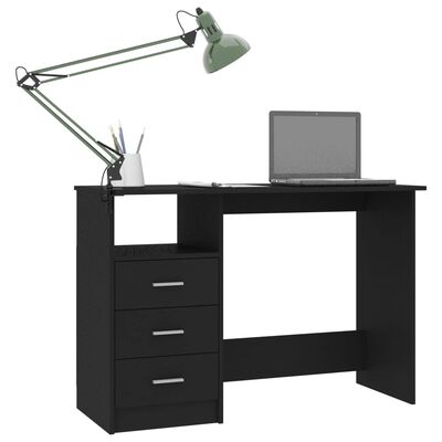 vidaXL skrivebord med skuffer 110x50x76 cm spånplade sort